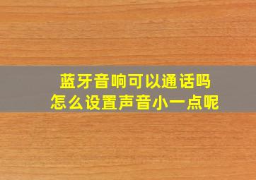 蓝牙音响可以通话吗怎么设置声音小一点呢