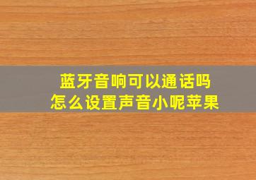 蓝牙音响可以通话吗怎么设置声音小呢苹果