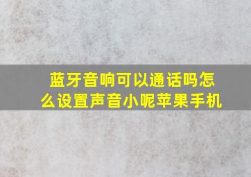 蓝牙音响可以通话吗怎么设置声音小呢苹果手机