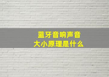 蓝牙音响声音大小原理是什么