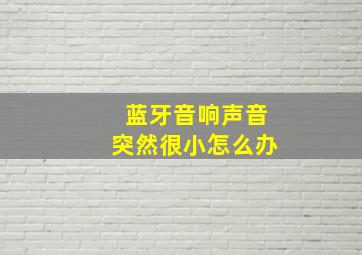 蓝牙音响声音突然很小怎么办