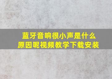 蓝牙音响很小声是什么原因呢视频教学下载安装