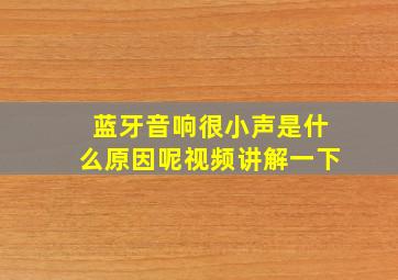 蓝牙音响很小声是什么原因呢视频讲解一下