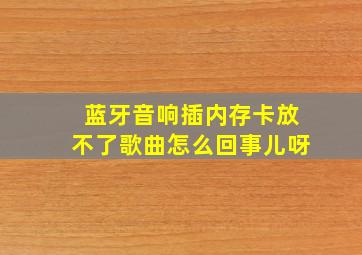 蓝牙音响插内存卡放不了歌曲怎么回事儿呀