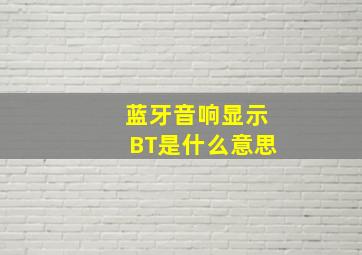 蓝牙音响显示BT是什么意思