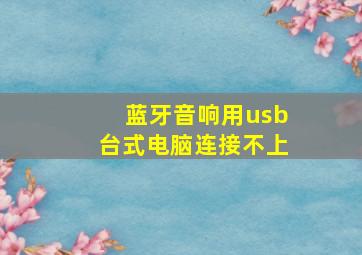 蓝牙音响用usb台式电脑连接不上