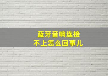 蓝牙音响连接不上怎么回事儿