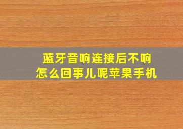 蓝牙音响连接后不响怎么回事儿呢苹果手机