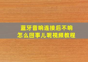 蓝牙音响连接后不响怎么回事儿呢视频教程