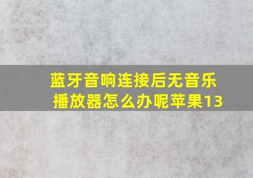 蓝牙音响连接后无音乐播放器怎么办呢苹果13