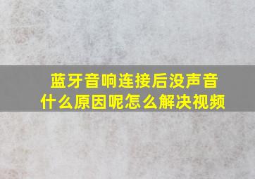 蓝牙音响连接后没声音什么原因呢怎么解决视频