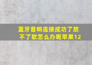 蓝牙音响连接成功了放不了歌怎么办呢苹果12