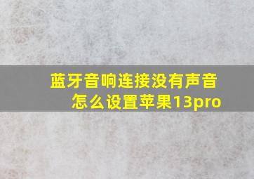 蓝牙音响连接没有声音怎么设置苹果13pro