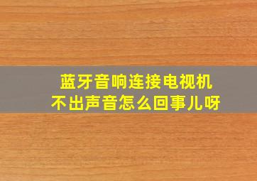 蓝牙音响连接电视机不出声音怎么回事儿呀