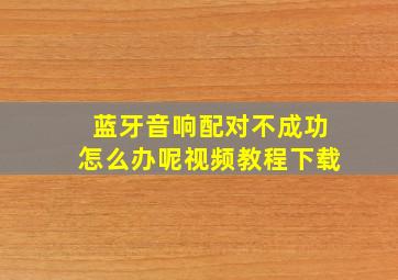 蓝牙音响配对不成功怎么办呢视频教程下载