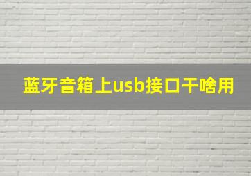 蓝牙音箱上usb接口干啥用