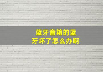 蓝牙音箱的蓝牙坏了怎么办啊