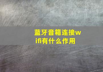 蓝牙音箱连接wifi有什么作用