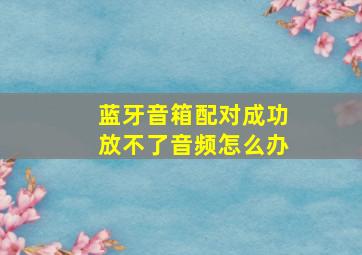 蓝牙音箱配对成功放不了音频怎么办