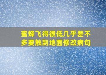 蜜蜂飞得很低几乎差不多要触到地面修改病句