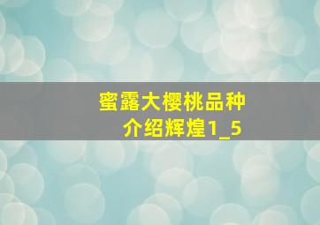 蜜露大樱桃品种介绍辉煌1_5