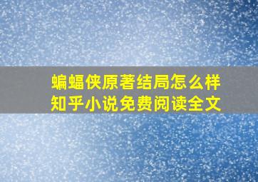 蝙蝠侠原著结局怎么样知乎小说免费阅读全文