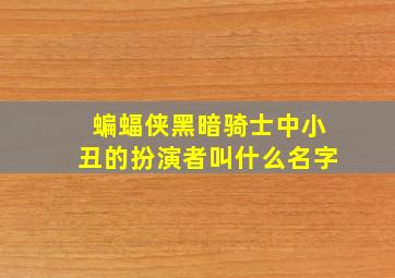 蝙蝠侠黑暗骑士中小丑的扮演者叫什么名字