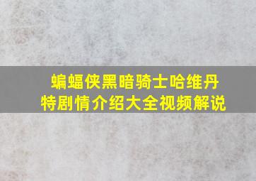 蝙蝠侠黑暗骑士哈维丹特剧情介绍大全视频解说