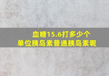 血糖15.6打多少个单位胰岛素普通胰岛素呢