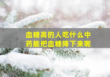 血糖高的人吃什么中药能把血糖降下来呢