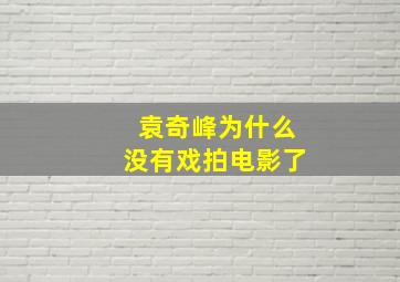 袁奇峰为什么没有戏拍电影了