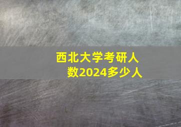 西北大学考研人数2024多少人