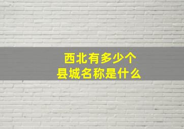 西北有多少个县城名称是什么