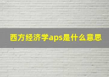 西方经济学aps是什么意思