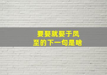 要娶就娶于凤至的下一句是啥