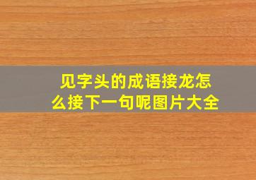 见字头的成语接龙怎么接下一句呢图片大全