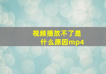 视频播放不了是什么原因mp4