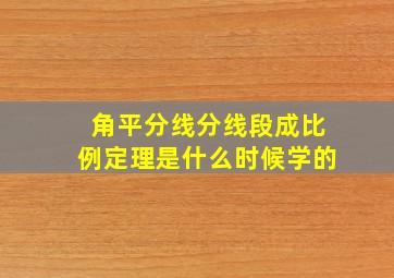 角平分线分线段成比例定理是什么时候学的