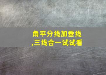 角平分线加垂线,三线合一试试看