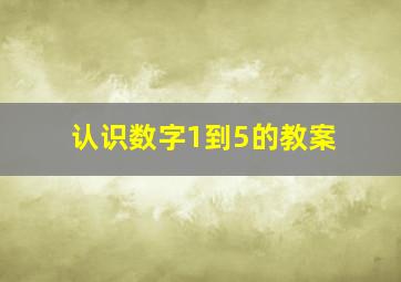 认识数字1到5的教案