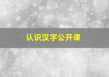 认识汉字公开课