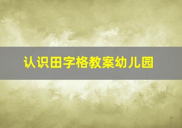 认识田字格教案幼儿园