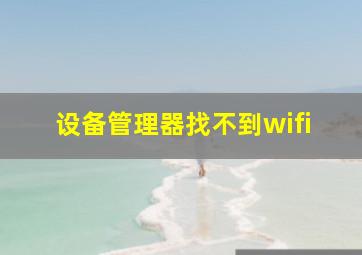 设备管理器找不到wifi