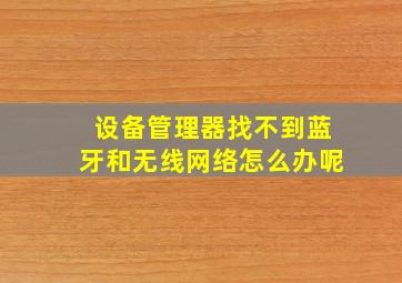 设备管理器找不到蓝牙和无线网络怎么办呢