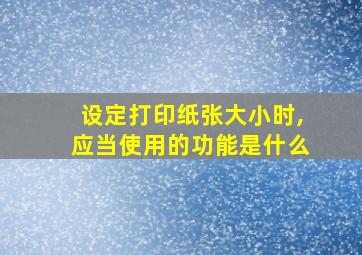 设定打印纸张大小时,应当使用的功能是什么