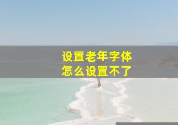 设置老年字体怎么设置不了