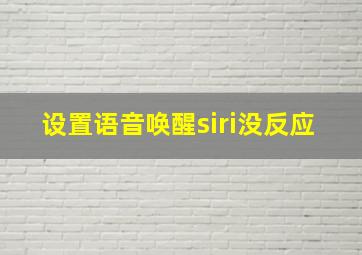 设置语音唤醒siri没反应