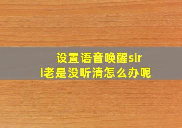 设置语音唤醒siri老是没听清怎么办呢