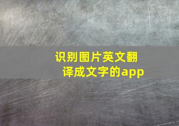 识别图片英文翻译成文字的app