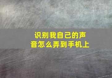 识别我自己的声音怎么弄到手机上